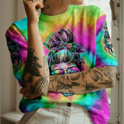 I'M A B DON'T TRY ME TIE DYE SKULL ALL OVER PRINT - TLTW0504233