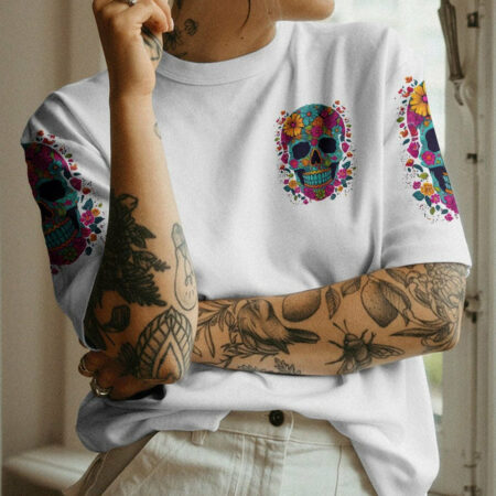 HA HA F YOU FLOWER SKULL ALL OVER PRINT - TLNZ2004233