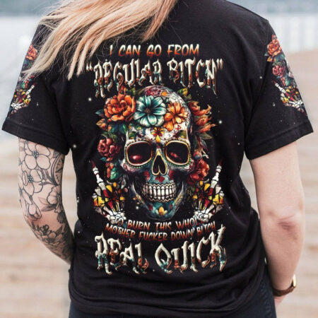 I CAN GO FROM REGULAR B SKULL FLOWER ALL OVER PRINT - TLNT1804232