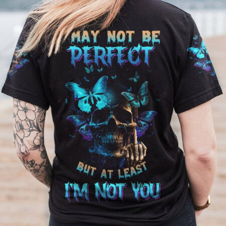 I MAY NOT BE PERFECT BUTTERFLY SKULL ALL OVER PRINT - TLNZ0604234