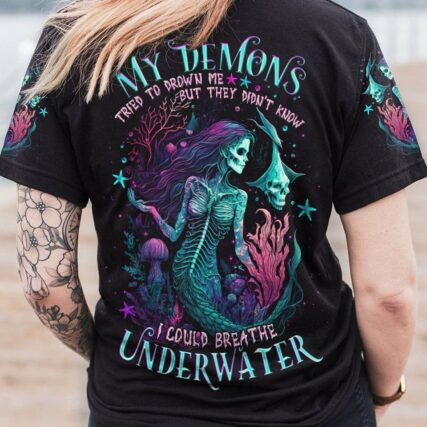 MY DEMONS TRIED TO DROWN ME MERMAID SKELETON ALL OVER PRINT - TLNO2604233