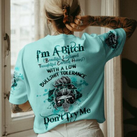 I'M A B DON'T TRY ME MESSY BUN ROSE ALL OVER PRINT - TLTW0404233