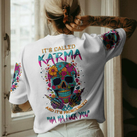 HA HA F YOU FLOWER SKULL ALL OVER PRINT - TLNZ2004233