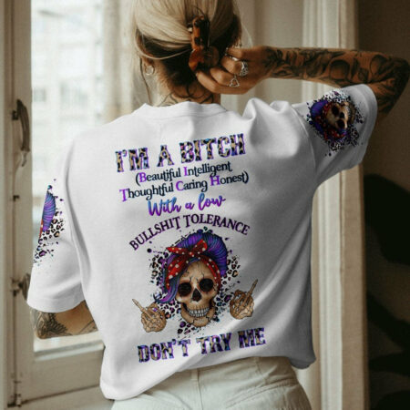 I'M A B DON'T TRY ME MESSY BUN LEOPARD ALL OVER PRINT - TLTR1304232