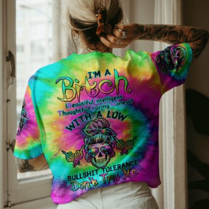 I'M A B DON'T TRY ME TIE DYE SKULL ALL OVER PRINT - TLTW0504233