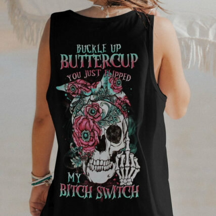 BUCKLE UP BUTTERCUP FLOWER SKULL ALL OVER PRINT - TLTR1804231