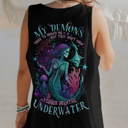MY DEMONS TRIED TO DROWN ME MERMAID SKELETON ALL OVER PRINT - TLNO2604233