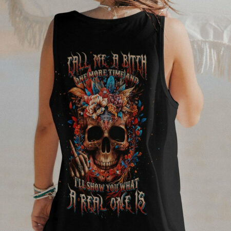 CALL ME A B ONE MORE TIME FLOWER SKULL ALL OVER PRINT - TLNT1704231