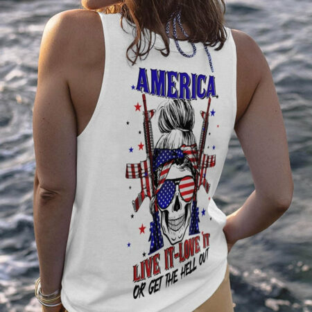 AMERICA LIVE IT LOVE IT OR GET THE HELL OUT SKULL ALL OVER PRINT - YHLN1204232