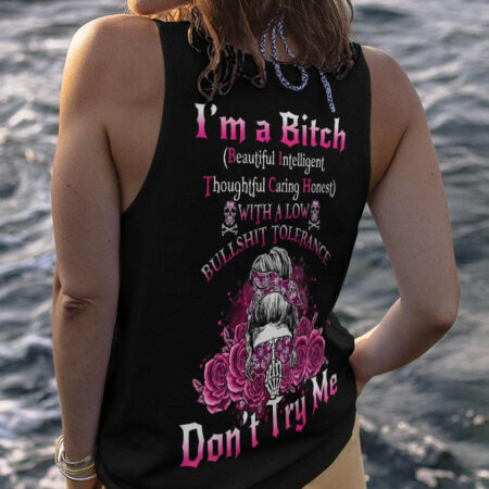 I'M A B DON'T TRY ME ROSE MESSY BUN BLACK ALL OVER PRINT - TLNO1104233