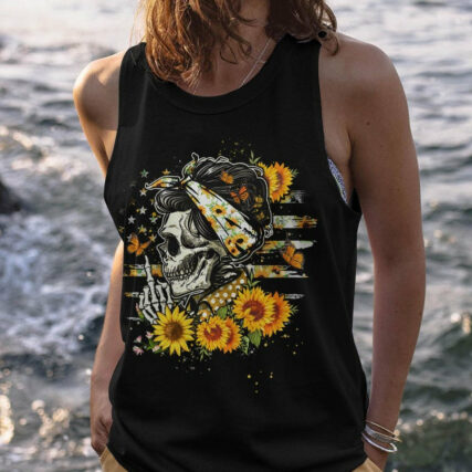 I HAVE 3 MOODS SUNFLOWER SKULL MESSY BUN ALL OVER PRINT - TLTW1104232