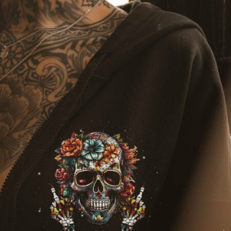 I CAN GO FROM REGULAR B SKULL FLOWER ALL OVER PRINT - TLNT1804232