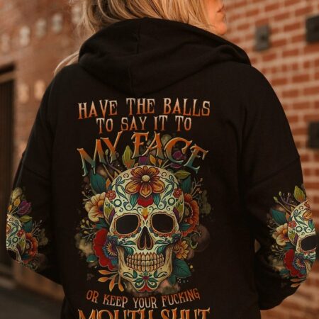 HAVE THE BALLS TO SAY IT SUGAR SKULL FLORAL ALL OVER PRINT - TLTR2504231