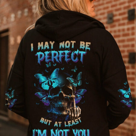 I MAY NOT BE PERFECT BUTTERFLY SKULL ALL OVER PRINT - TLNZ0604234