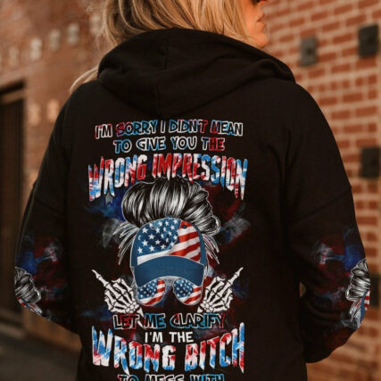 I'M THE WRONG B TO MESS WITH MESSY BUN ALL OVER PRINT - TLTW0804232