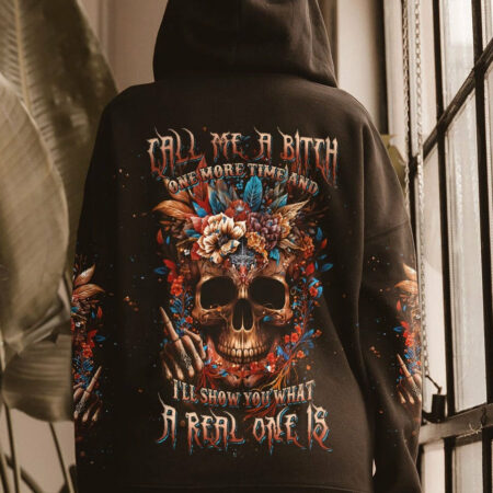 CALL ME A B ONE MORE TIME FLOWER SKULL ALL OVER PRINT - TLNT1704231