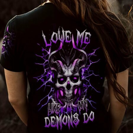 LOVE ME LIKE MY DEMONS DO SKULL ALL OVER PRINT - YHDU1403232
