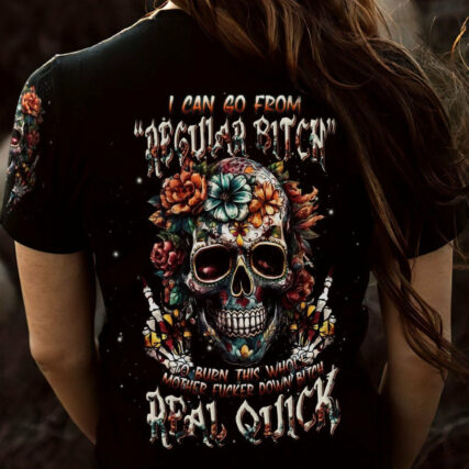 I CAN GO FROM REGULAR B SKULL FLOWER ALL OVER PRINT - TLNT1804232