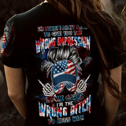 I'M THE WRONG B TO MESS WITH MESSY BUN ALL OVER PRINT - TLTW0804232