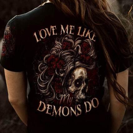 LOVE ME LIKE MY DEMONS DO SKULL LONG HAIR ALL OVER PRINT - TLTR1904232