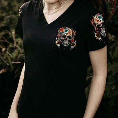 I CAN GO FROM REGULAR B SKULL FLOWER ALL OVER PRINT - TLNT1804232