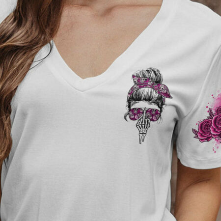 BUCKLE UP BUTTERCUP ROSE SKULL MESSY BUN ALL OVER PRINT - TLNO1804233