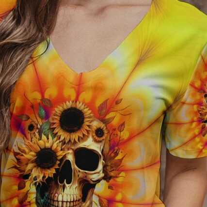 FRESH OUT OF F SUNFLOWER SKULL TIE DYE ALL OVER PRINT - TLTW0404236