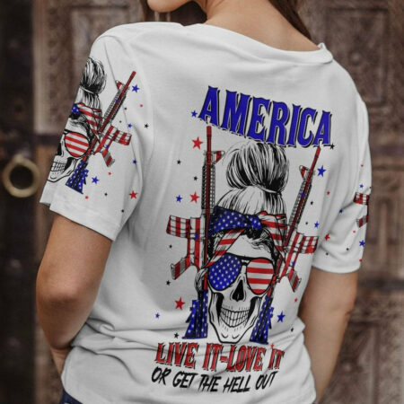 AMERICA LIVE IT LOVE IT OR GET THE HELL OUT SKULL ALL OVER PRINT - YHLN1204232