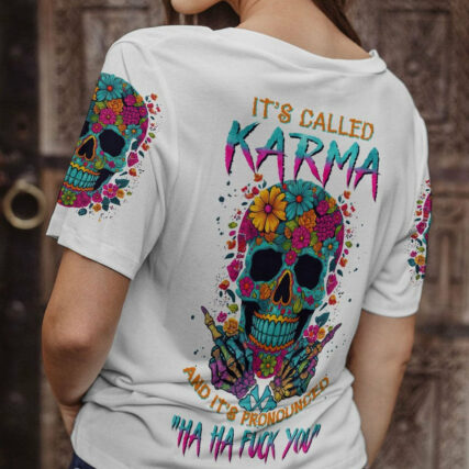 HA HA F YOU FLOWER SKULL ALL OVER PRINT - TLNZ2004233