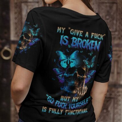 MY GIVE A F BUTTERFLY SKULL ALL OVER PRINT - TLNZ2903231