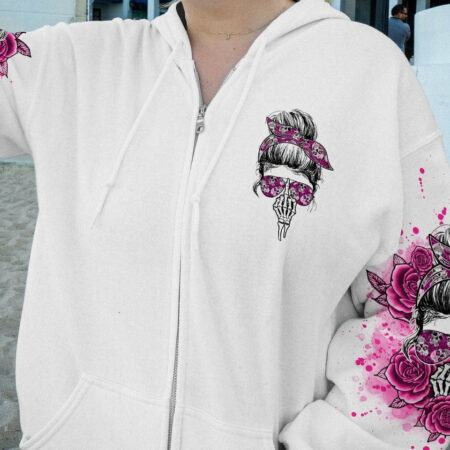 BUCKLE UP BUTTERCUP ROSE SKULL MESSY BUN ALL OVER PRINT - TLNO1804233