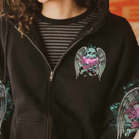 INKED MAMA SKULL WINGS ALL OVER PRINT - TLNO3003231