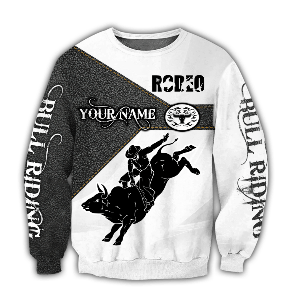 Personalized Name Bull Riding Hoodie Printed Unisex Shirts Black Rodeo