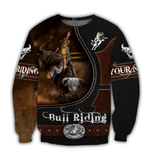 Personalized Name Bull Riding Hoodie Printed Unisex Shirts Brown Ver2