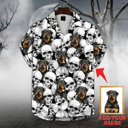 Custom Hawaiian Shirt With Pet Face | Personalized Gift For Pet Lovers | Skull Short-Sleeve Aloha Shirt