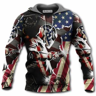 Welder Patriotic Red and Blue - Hoodie - Owl Ohh - Owl Ohh