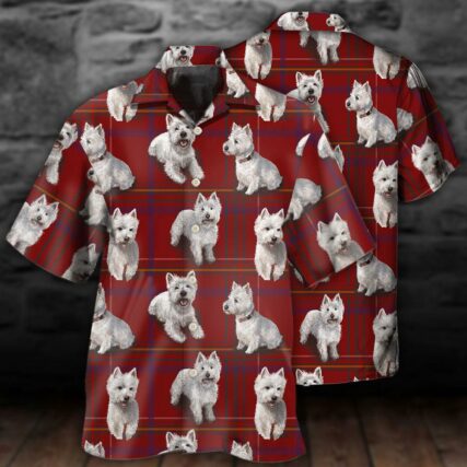 West Highland Terrier Dog Lover Red Background - Hawaiian Shirt - Owl Ohh - Owl Ohh