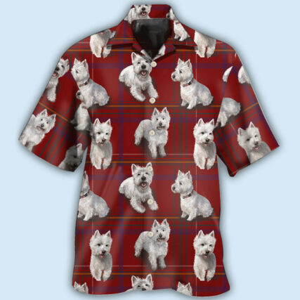 West Highland Terrier Dog Lover Red Background - Hawaiian Shirt - Owl Ohh - Owl Ohh