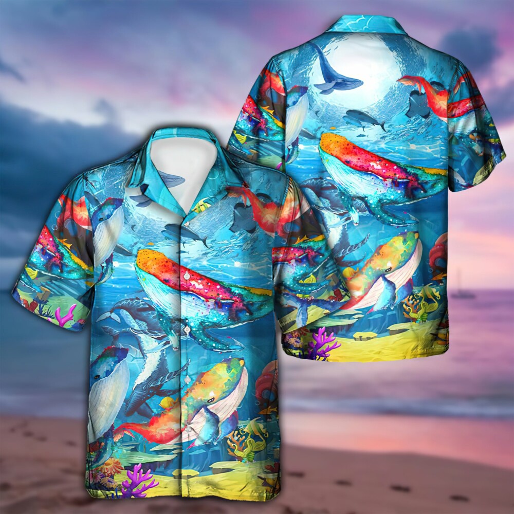 Whale Love Color Love Ocean - Hawaiian Shirt - Owl Ohh - Owl Ohh