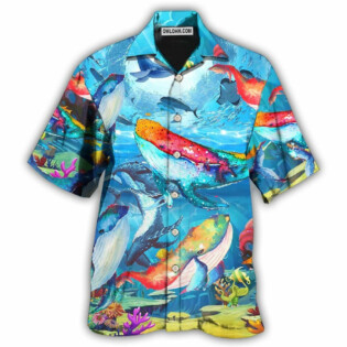 Whale Love Color Love Ocean - Hawaiian Shirt - Owl Ohh - Owl Ohh