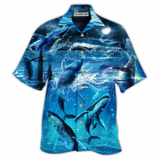 Whale Love Ocean Blue - Hawaiian Shirt - Owl Ohh - Owl Ohh