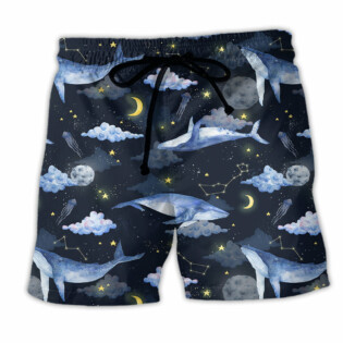 Whale Night Sky Galaxy - Beach Short - Owl Ohh - Owl Ohh