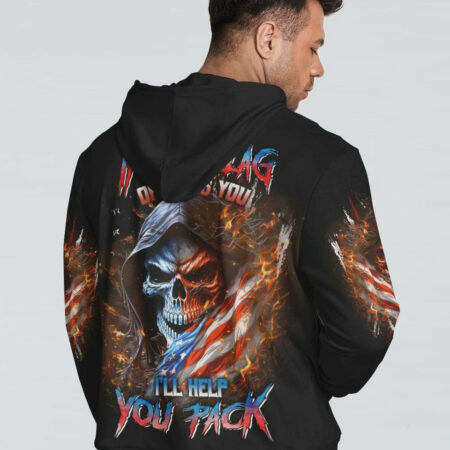 IF THIS FLAG OFFENDS YOU I'LL HELP YOU PACK SKULL ALL OVER PRINT - YHLN1104234