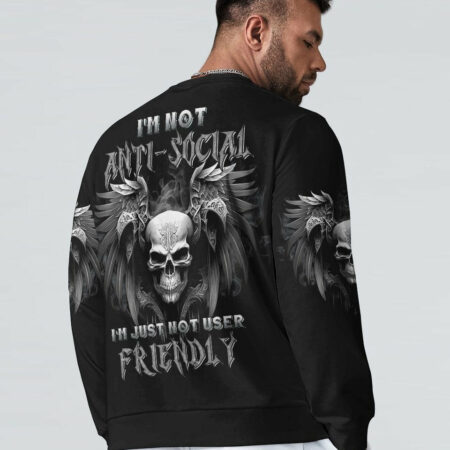 I'M NOT ANTI-SOCIAL SKULL ALL OVER PRINT - YHNT3003233