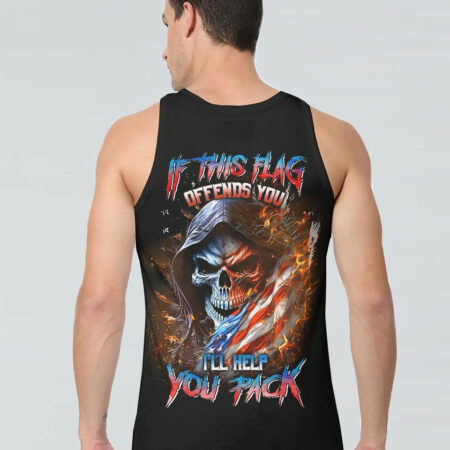 IF THIS FLAG OFFENDS YOU I'LL HELP YOU PACK SKULL ALL OVER PRINT - YHLN1104234
