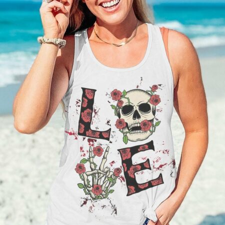 LOVE SKULL ROSE ALL OVER PRINT - TLTW0803232