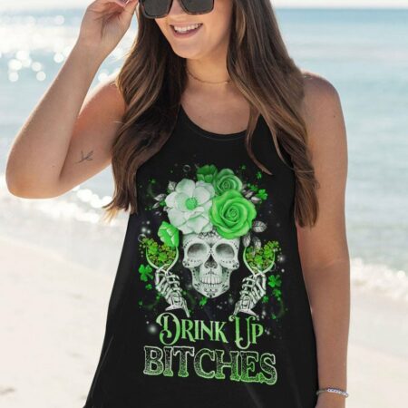 DRINK UP B SUGAR SKULL ROSE PATRICK'S DAY ALL OVER PRINT - TLNZ3001231