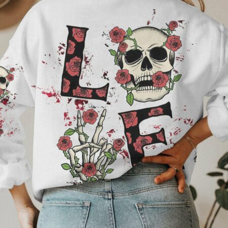 LOVE SKULL ROSE ALL OVER PRINT - TLTW0803232