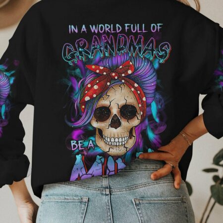 IN A WORLD FULL OF GRANDMAS PURPLE MESSY BUN ALL OVER PRINT - TLTR2802233