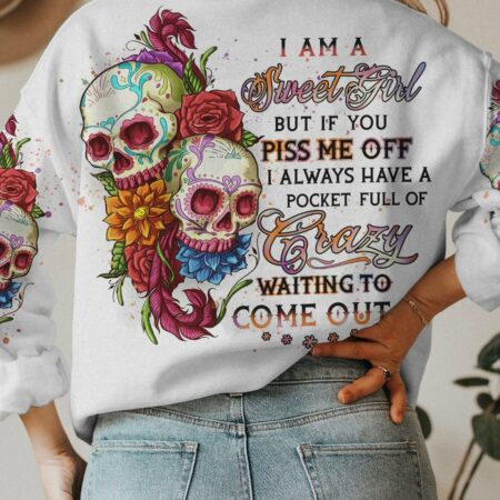 I AM A SWEET GIRL FLOWER SKULL ALL OVER PRINT - YHHN3001231